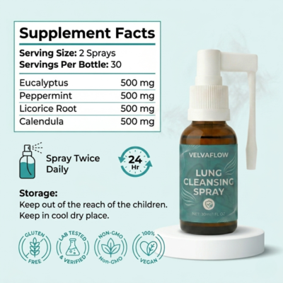 VelvaFlow™ Lung Cleansing Spray with eucalyptus